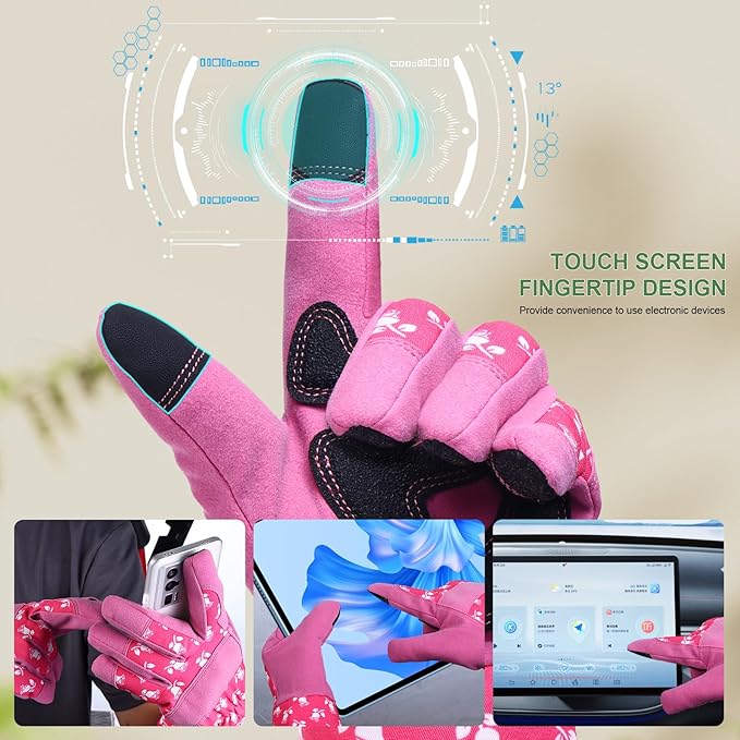 Gardening Gloves for Women - Long Sleeve Thorn Proof Garden Gloves for Yard Work, 1 Pair Long & 1 Pair Short (Pink, Medium)