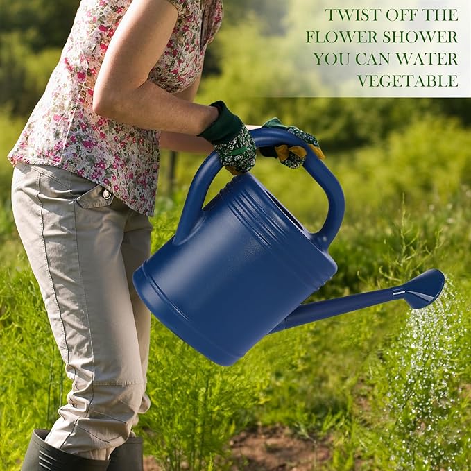 2 Gallon Watering Can for Indoor Plants, Garden Watering Cans for Outdoor Plant House Flower, Modern Plant Watering Can Large Long Spout with Sprinkler Head