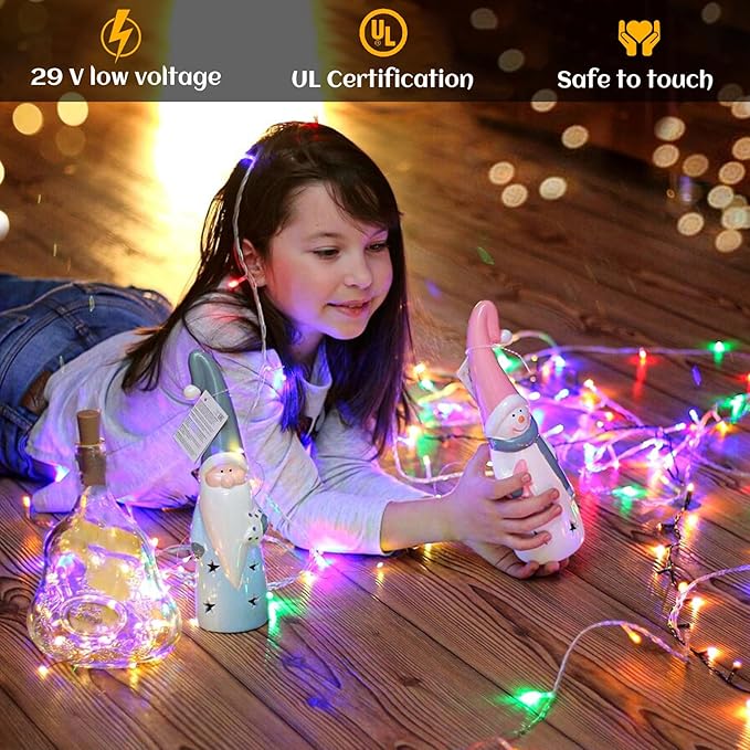66FT 200 LED Christmas Lights Outdoor, Plug in Christmas String Lights Indoor, Waterproof & 8 Modes & Timer Function, Connectable Fairy Twinkle Light for Bedroom Wedding Decor, Pastel Multicolor
