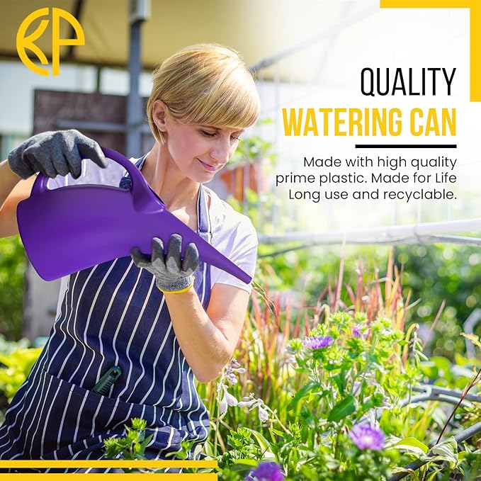 KP KOOL PRODUCTS Water Can 1/2 Gallon - Small Watering Can for Indoor Plants - Outdoor Water Can - Purple Plant Waterer - Plastic Watering Can for Garden