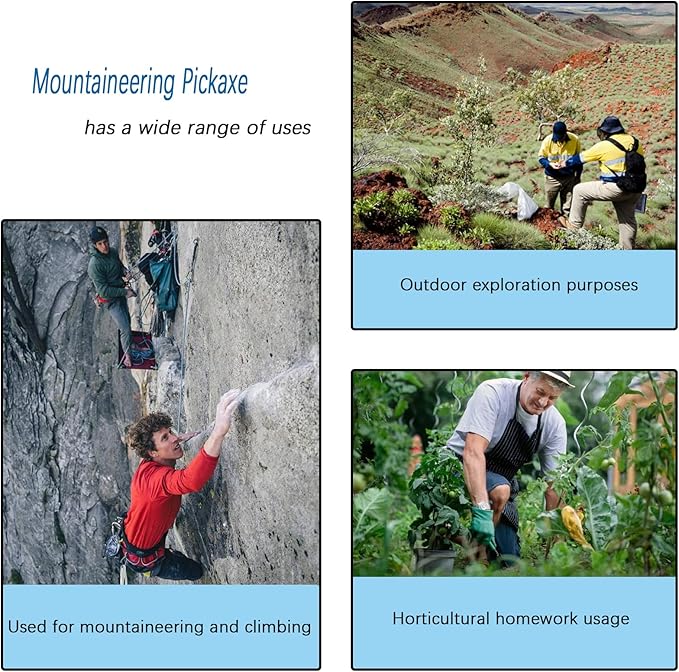 Forged Heat Treated One Piece Intact cast Iron Hoe,Weeding Garden Pick Axe,for Gardening,Camping and Outdoors Climbing Pickaxe