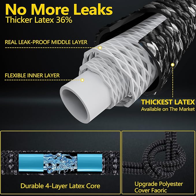 50 ft Expandable Garden Hose - Superior Strength 3750D - 3 -Layer Latex Core Garden HoseS - Expanding Water hoses - Extra Strong Brass Connectors/Storage Bag