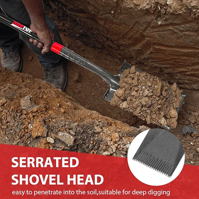 Spade Shovel Garden Flat Trenching Shovel for Digging Gardening Planting Edging, 43 inches