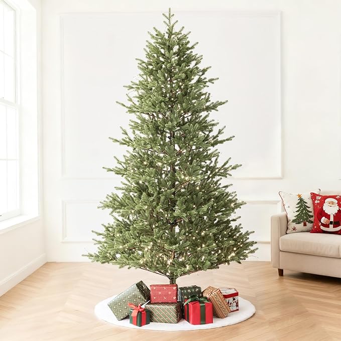 Colorado Blue Spruce 7.5ft Christmas Tree Pre-Lit Artificial Full with 1518 Low-Voltage Warm LED Lights, Foldable Stand & Realistic Flame-Resistant Branches