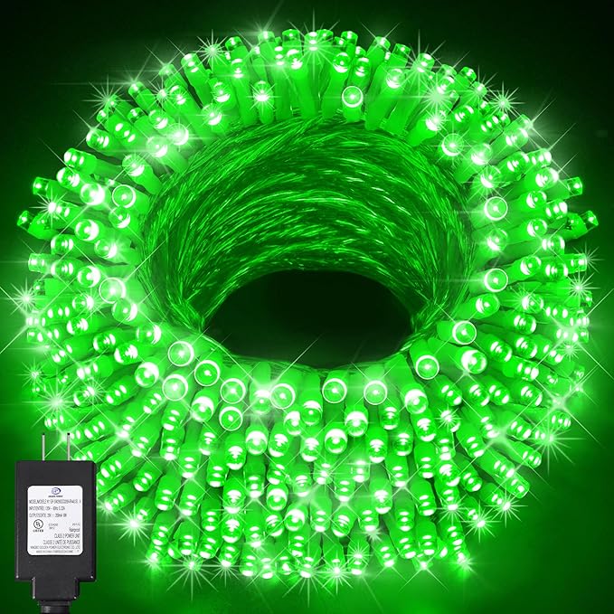 KNONEW 197FT 500 LED Christmas Lights Outdoor String Lights 8 Modes & Memory Fairy Light Plug in Waterproof LED String Lights for Xmas Yard Tree Wedding Party Holiday Decorations (Green)