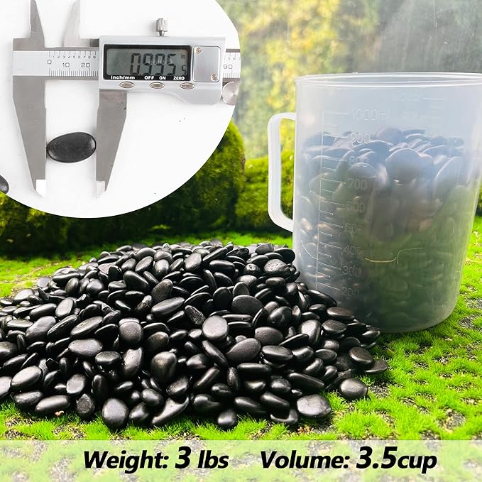 Black Pebbles for Plants 3lb Bulk Bag 0.5"- 1" Aquarium Gravel Decorative Polished Stone Natural River Rocks for Fish Tank…