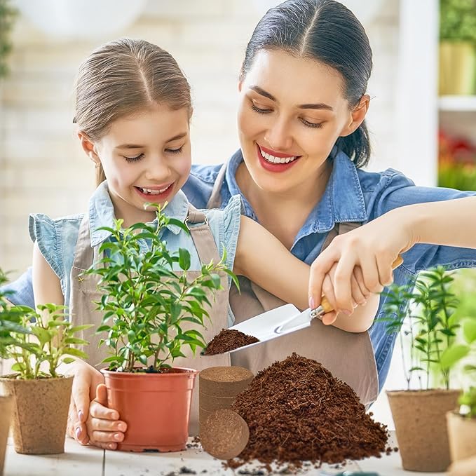 ZeeDix 100 Pcs (40mm) Compressed Coco Coir Fiber Potting Soil Seed Starters - Organic Coco Coir Pellet Fiber Soil for Planting Bonsai, Herbs, Plants, Flowers and Vegetables