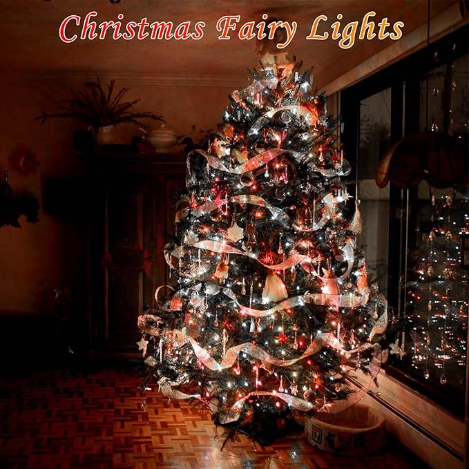 4 Pack Red and White Christmas String Lights, 20FT 60 LED Fairy Lights Battery Operated with Timer, Waterproof Christmas Tree Light for Outdoor and Indoor Bedroom Home Yard Patio Christmas Decorations