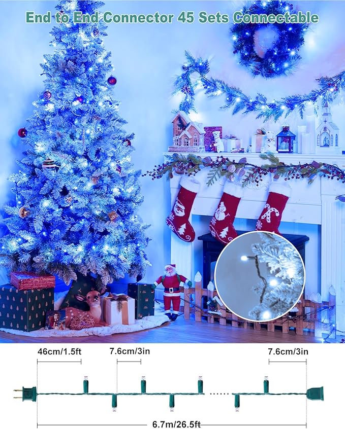 LED Christmas Mini String Lights, 28 Feet 100LEDs F5 Pure White Mini Lights, Connectable Christmas Tree Lights for Wreath Garland Holiday Party Wedding Outdoor Indoor Christmas Decoration, Green Wire