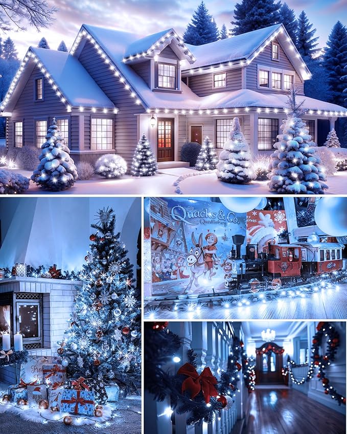 LED Christmas Mini String Lights, 14 Feet 50LEDs F5 Pure White Mini Lights, Connectable Christmas Tree Lights for Wreath Garland Holiday Party Wedding Outdoor Indoor Christmas Decoration, Green Wire