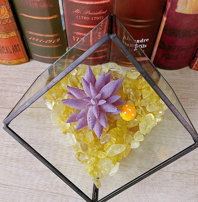 0.55lb Citrine Crystals Quartz Tumbled Stones Chips Stone Crushed Crystal Natural Irregular Polished Rocks Gem Gravel Home Decoration Aquarium Tank Succulent Plants Vase Filler Landscape Bottom 250G