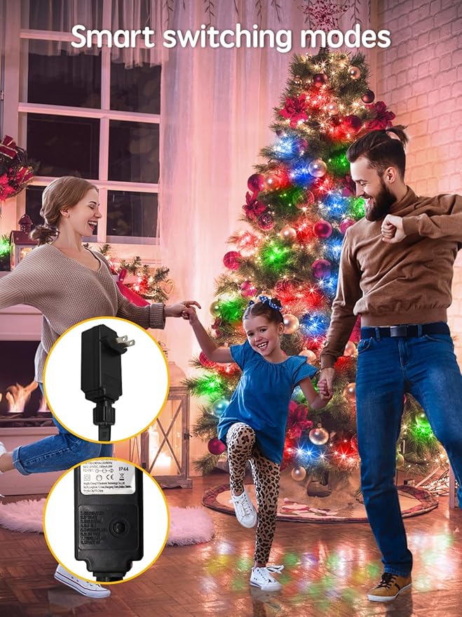 300 LED Christmas Lights Outdoor, 115FT Multicolor Christmas Tree Lights with Remote Control, 8 Modes Fairy Light Plug in Outside IP65 Waterproof for Xmas Tree Patio Bedroom Holiday Party Wedding