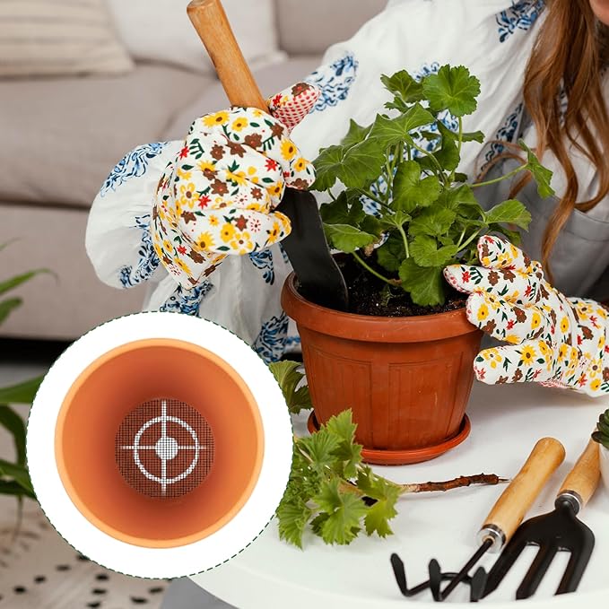 30pcs Plant Pot Mesh Hole Pad, Plant Pot Drainage Mat, 11.8x7.8 Inch Black Square Soil Screen for Pots for Garden Outdoor Potted Plants Keep Soil from Flowing Away