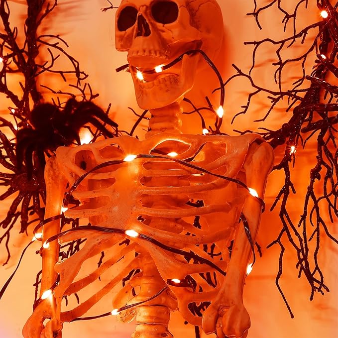 WATERGLIDE Extra Long 328 FT Halloween Lights, 1000 LED Outdoor Fairy String Light, Green PVC Copper Wire Christmas Lights, Plug in 8 Modes & Waterproof for Tree Party Home Yard Decor, Orange