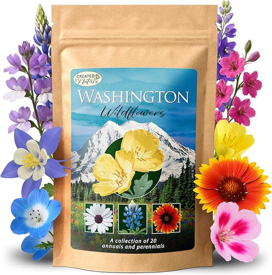 Created By Nature Washington Wildflower Seed Mix, 20 Flower Varieties, 60,000+ Seeds