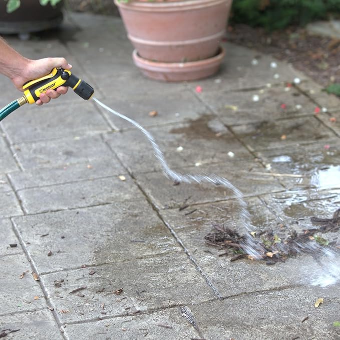 Melnor 65119-AMZ 2-Pattern Vortex Garden Hose Sprayer Nozzle, QuickConnect Product Adapter, Black, Yellow, Slip Resistant Water Hose Nozzle for Car Washing, Patio, Pet