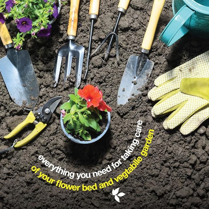 Gardening Tools Set of 10 - Complete Heavy Duty Garden Tools Set with Fashion Handbag - Durable Gardening Supplies Kit Ideal Garden Gifts for Women