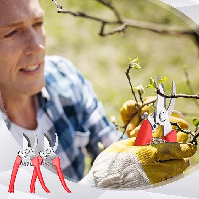 Chumia 30 Garden Flower Shears Pruning Scissors Heavy Duty Plant Scissors Trimming Garden Clippers Hand Tree Pruner for Yard Gardening Plants Hedge Flower Tree Cutting Secateurs (Orange)