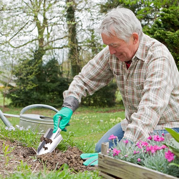 Garden Shovel Hand Trowel Mini Shovel Garden Tools Cast-Aluminum Heavy Duty Gardening Tool Soft Rubberized Non-Slip Handle Potting Tools for Planting, Transplanting, Weeding, Digging Soil (Orange)