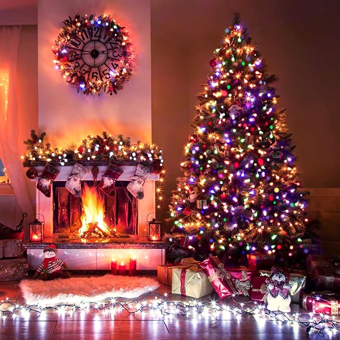 JMEXSUSS 250 LED White and Multicolor Christmas String Lights Indoor Outdoor Waterproof for Garden Patio Party Halloween Christmas Decorations