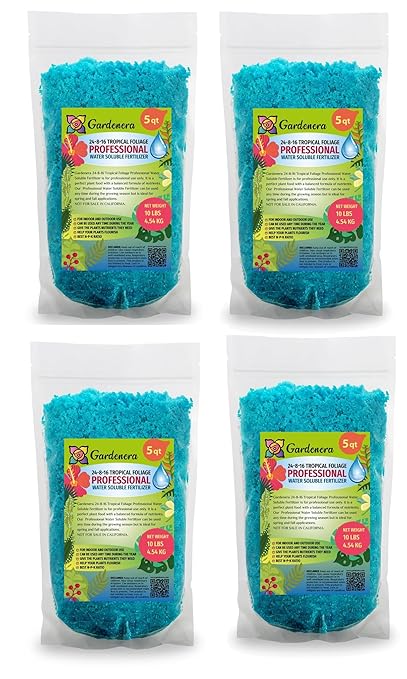 Premium 24-8-16 All Purpose Water Solubable Fertilizer for All Plants by Gardenera - Ideal for Flowers, Plants, Vegetables, Trees, Shrubs, Lawns and Houseplants - 20 Quart