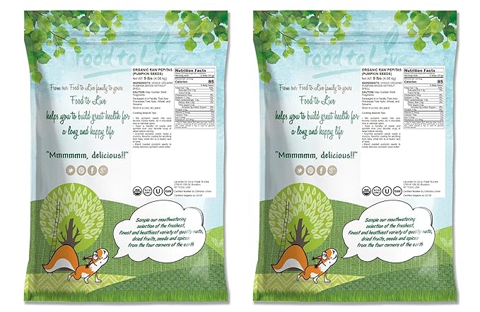 Food to Live Organic Raw Pepitas, 18 Pounds — Non-GMO, Pumpkin Seed Kernels, Unsalted, No Oil, No Shell, Vegan, Kosher, Bulk. Keto Snack.