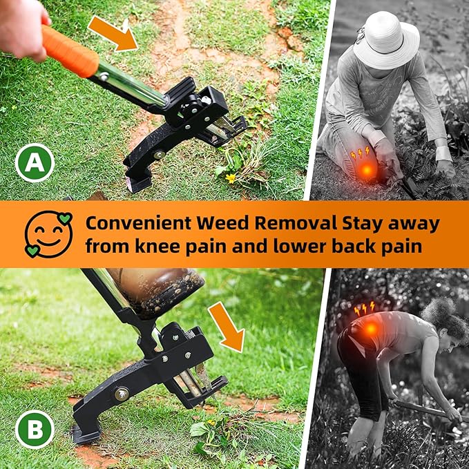 Weed Puller Tool, Heavy Duty Stand Up Weed Puller with 39.3" Long Handle & Tough Stainless Steel Claws, Detachable Gardening Hand Weeding Tool for Lawn Garden Without Bending, Pulling, or Kneeling