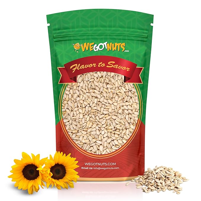 Raw Sunflower Seed Kernels by We Got Nuts - Premium Quality Kosher Shelled Sunflower Seeds - Natural & Healthy Fitness & Diet-Friendly Snack- Raw, Shelled & Unsalted- Air-Tight Resalable Bag- 5 lbs