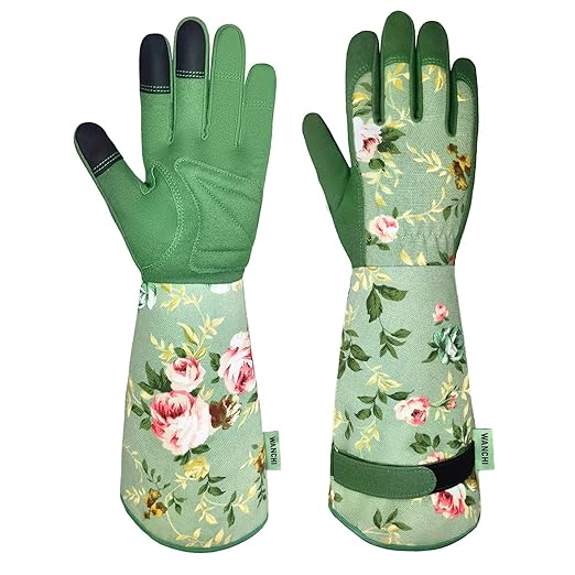 Gardening Gloves for Women, Comfortable Floral Long Sleeve Garden Gloves for Gardening and Outdoor Work, Durable Leather Long Gardening Gloves, Great Gift Ideas for Ladies, Green Print (Large)