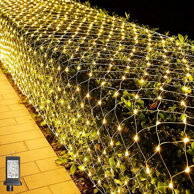 LitHome 21ft x 5ft Christmas Net Lights, 360 LED Mesh Fairy String Lights with 8 Modes, Connectable Plug in Waterproof Mesh Lights for Bushed,Trees,Yard,Patio,Garden Decorations(Warm White)