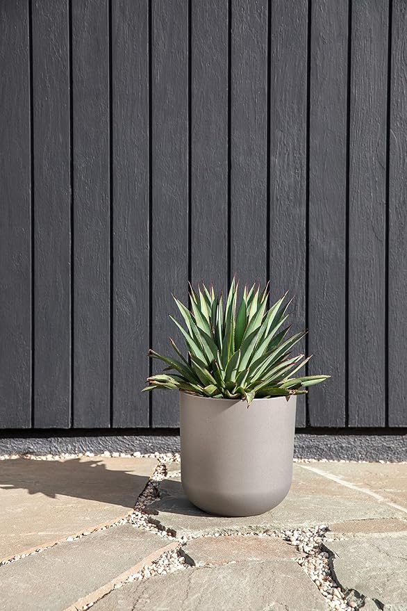 Veradek Mason Series Lima Planter - Round Planter for Indoor or Outdoor Porch/Garden | Made from Plastic-Stone Composite with Drainage Holes | Modern Décor for Succulents, Flowers, Small Plants