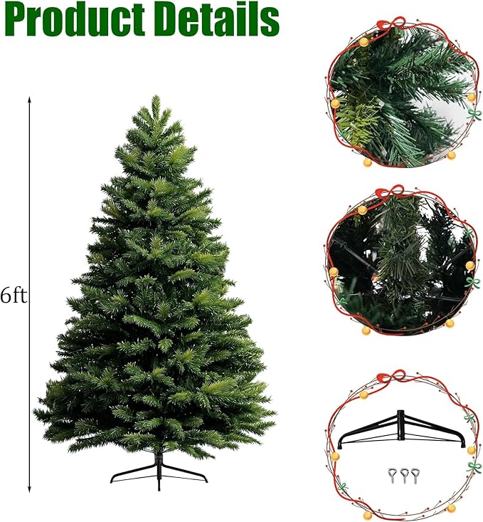 TW SHINE 6FT Smart Pre-Lit Artificial Christmas Tree, 946 Branch 300 LED Christmas Trees with Lights Remote & App &Timer, RGB Color Changing Xmas Tree for Indoor Decorations, Foldable Stand