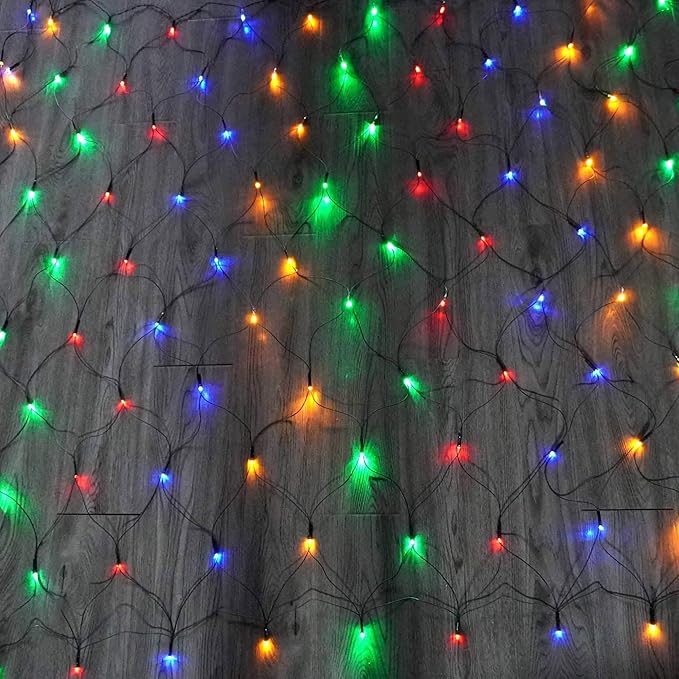 Dazzle Bright Christmas Net Lights, 360 LED 12FT x 5 FT Green Wire Waterproof Connectable String Lights with 8 Modes, Christmas Outdoor Light for Bushes Garden Holiday Decoration (Multi-Colored)