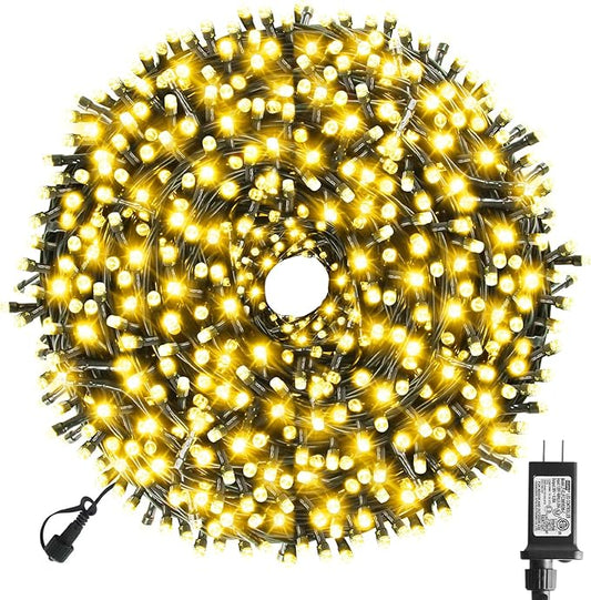 XTF2015 170FT 500 LED Christmas String Lights, Christmas Lights End to End Plug 8 Modes Memory Function with Timer, UL Certified Outdoor Indoor Fairy Light Christmas Tree, Patio, Party (Warm White)