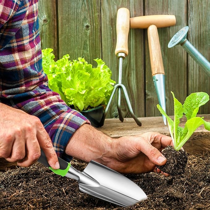 Garden Shovel Aluminum Alloy Heavy Duty Trowel Garden Tool Small Shovels for Digging Metal Hand Trowel Spade with Soft TPR Handle for Lawn Yard Farm Home Shop Planting(24 Pcs)