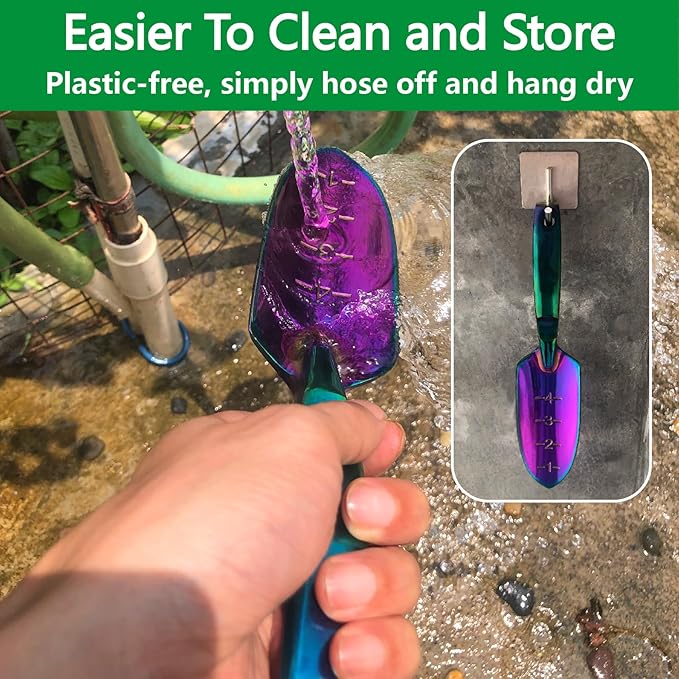 Garden Shovel - Gardening Hand Tool, Heavy Duty Garden Trowel, High Strength Alloy Steel for Soil Digging Planting Weeding, Solid Metal Handle, Colorful