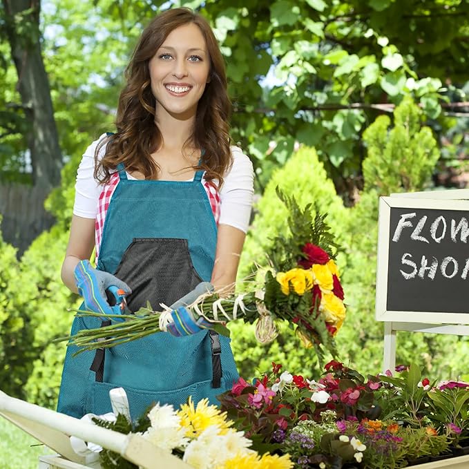 Gardening Apron, Garden Apron with Quick Release Pockets,Water Resistant Oxford with Adjustment Cross Strap,Farm Work