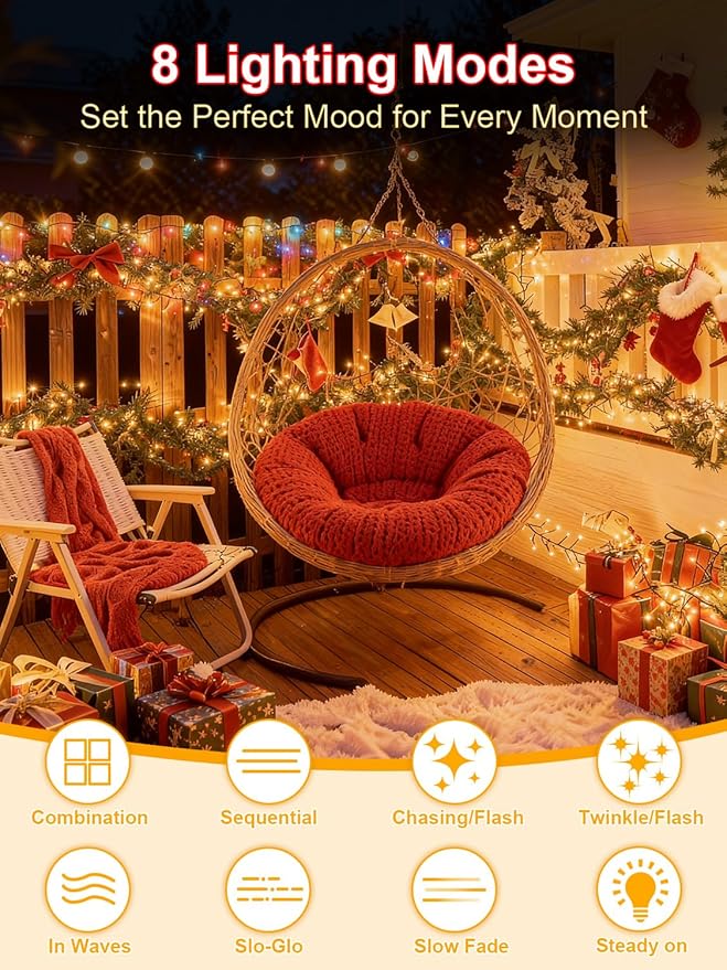 Christmas Lights with 300 LEDs, 100FT Connectable Plug in Fairy String Lights for Outdoor Tree and Indoor Décor, 8 Modes & Timer, IP65 Waterproof Lights for Yard Garden Decor (Warm White)