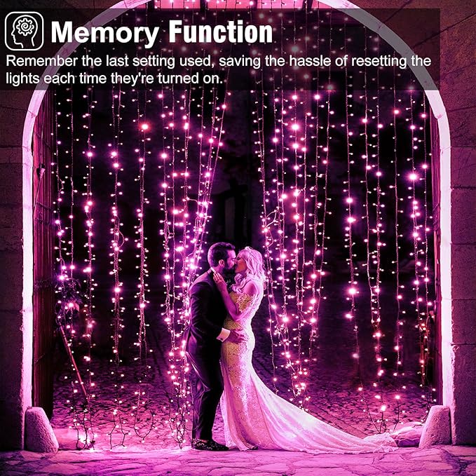 100FT 300 LED Christmas Lights Outdoor, Green Wire Christmas Tree Lights with 8 Modes Waterproof, Connectable String Lights for Outside for Indoor Garden Patio Party Wedding Decorations, Pink