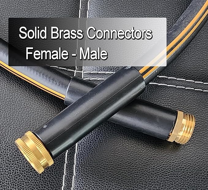 Atlantic Female to Female Heavy Duty Garden Hose 4 ft x 5/8 Inch Black Water Hose Short Connection Leader Hose (4 Feet)