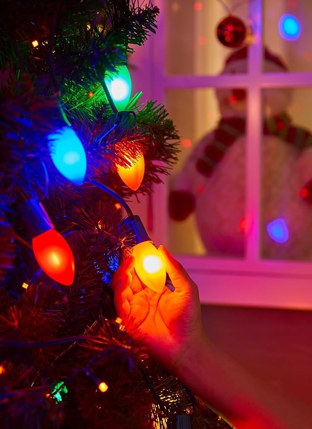 Vintage C9 LED Christmas Lights Outdoor, 50 Feet C9 String Lights with 50 Shatterproof C9 Bulbs, Waterproof Connectable Commercial Christmas Tree Lights for Outside Roofline Patio Decor, Multicolor