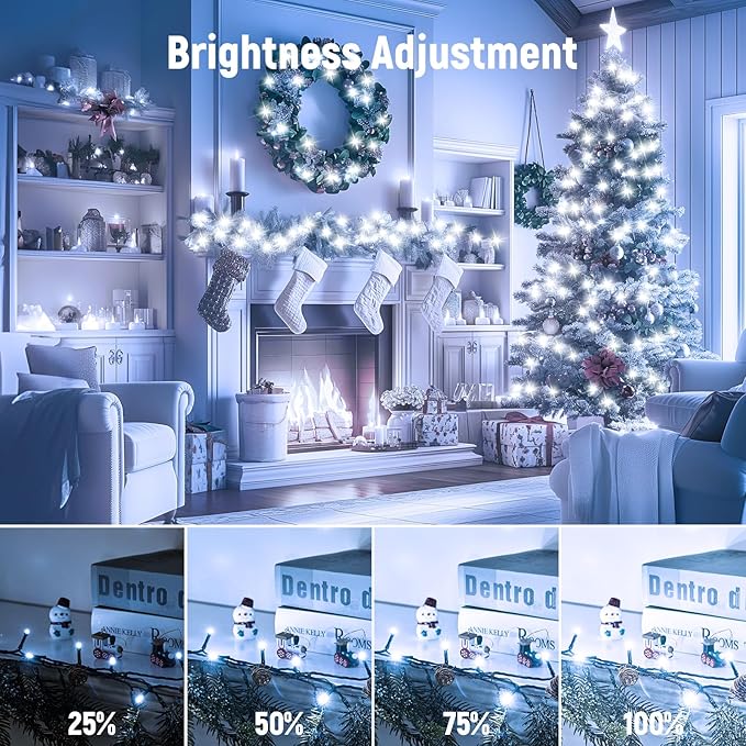 Minetom 328 Ft 1000 LED Christmas Tree Lights Outdoor Indoor String Lights with 8 Modes Waterproof Twinkle Xmas Light with Remote, Plug in Rice Lights for Tree Room Christmas Decorations, Cool White