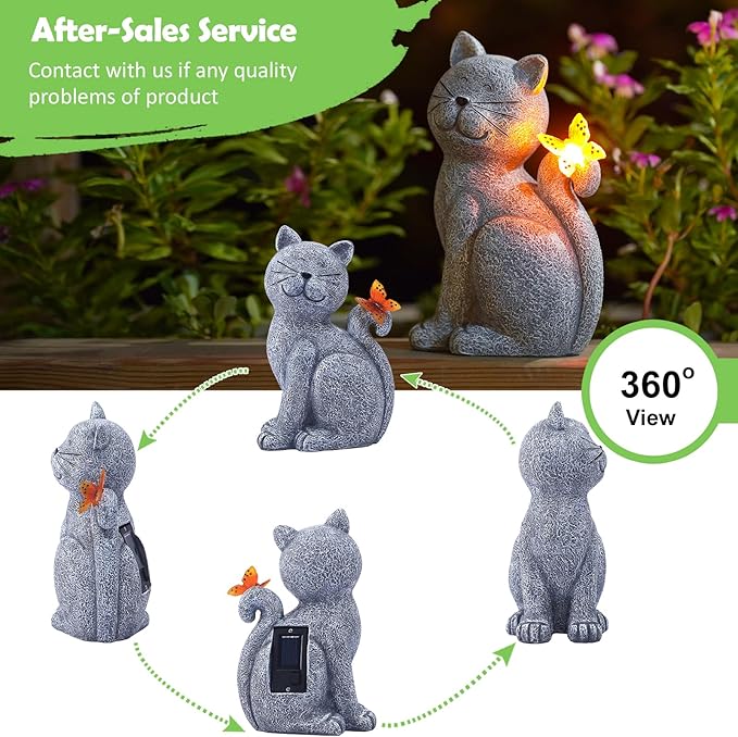 Nacome Cat Outdoor Statues for Garden: Outside Decor with Butterfly Clearance for Yard Art Lawn Ornaments Porch Patio Balcony Home House - Birthday Gifts for Grandma Mom Women