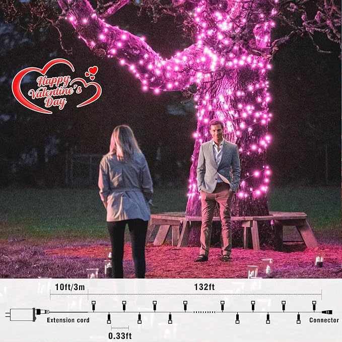 Christmas Lights Indoor, 132FT 400 LED Outdoor String Lights with 8 Modes Waterproof, Plug in Fairy Twinkle Lights Clear Wire for House Bedroom Patio Window Garden Wedding Decorations