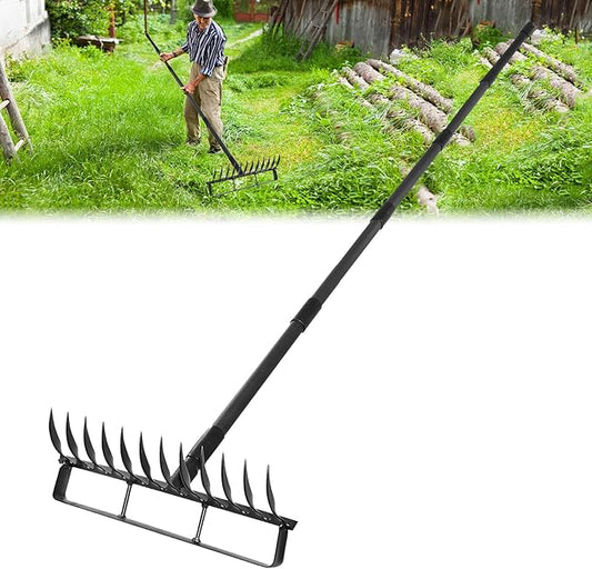 Garden Hoe Stirrup Hoe Weeding Tools, 2-in-1 Garden Hoe for Weeding with 76.8" Adjustable Handle, Heavy Duty Gardening Tools with 12 Tines for Weeding, Loosening, Digging and Cultivation
