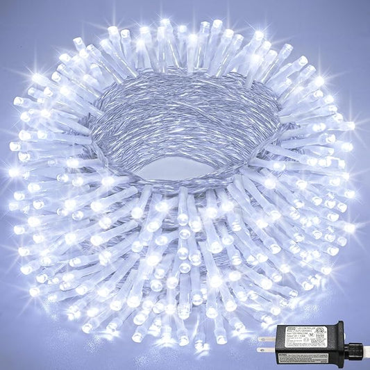 100FT 300 LED Christmas Lights Outdoor, Plug in Christmas String Lights Indoor, Waterproof & 8 Modes & Timer Function, Connectable Fairy Twinkle Light for Bedroom Patio Wedding Party Decor, White