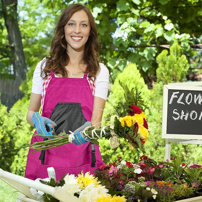 Gardening Apron, Garden Apron with Quick Release Pockets,Water Resistant Oxford with Adjustment Cross Strap,Farm Work