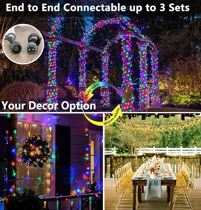 Joomer Color Changing Christmas Lights, 100FT 300 LED String Lights with Remote Timer Dimmable Connectable Fairy String Outdoor Waterproof for Christmas Decoration (Warm White to Multicolor)