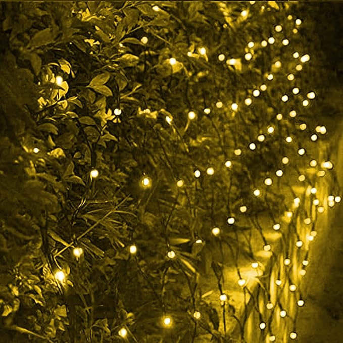 Dazzle Bright Christmas Net Lights, 360 LED 12FT x 5 FT Green Wire Waterproof Connectable Lights with 8 Modes, Christmas Outdoor Light for Bushes Garden Party Wedding Holiday Decoration (Warm White)