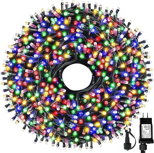 105FT 300LEDs Christmas Lights Outdoor Indoor String Lights 8 Modes Memory Function for Christmas Tree Party Decoration, 100% UL Listed (4 Sets CONNECTABLE) Multi-Color